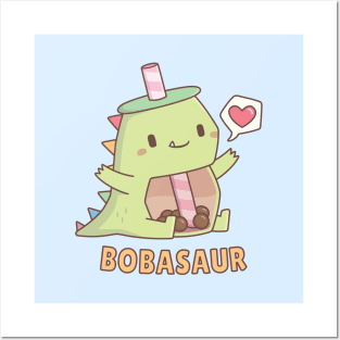 Funny Bobasaur Boba Dinosaur Pun Posters and Art